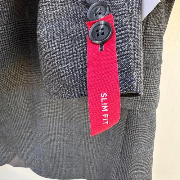JF Ferrar Charcoal Glen Suit Jacket Blazer Slim Fit Comfort Mens 36 REG NEW $200